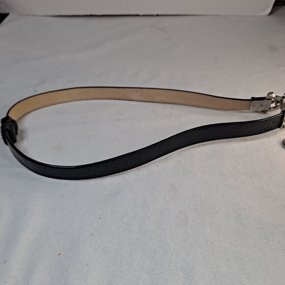 Lake Shore Drive Accessories Belt Croc Embossed Chain Black Leather Women's M - Picture 5 of 10